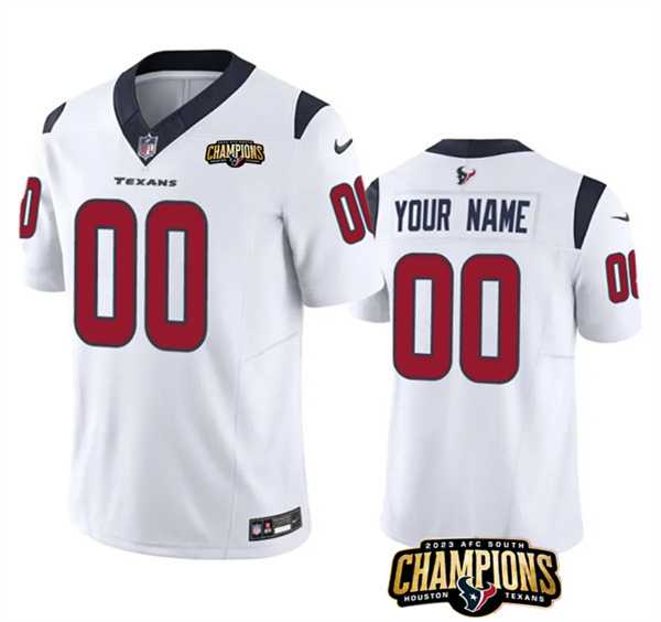 Men & Women & Youth Houston Texans Active Player Custom White 2023 F.U.S.E. AFC South Champions Patch Vapor Limited Jersey->->Custom Jersey